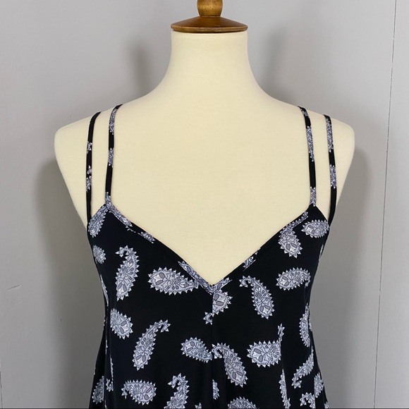 Brandy Melville Deep-V Paisley Black Mini Dress Y2K Sundress - Picture 4 of 9